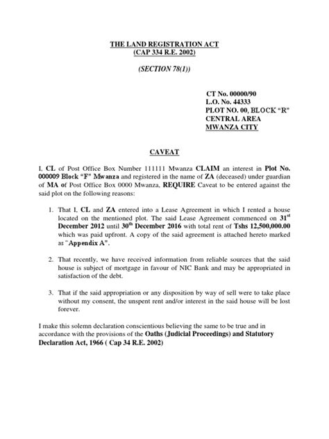 Caveat Vendee Lease Agreement